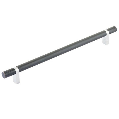 Emtek - Select Bar Cabinet Pull 10 Inch C-C, Rectangular Bar Stem, Knurled Bar