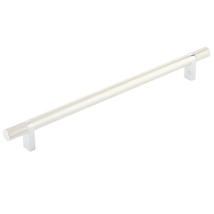 Emtek - Select Bar Cabinet Pull 10 Inch C-C, Rectangular Bar Stem, Knurled Bar
