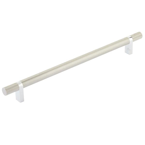 Emtek - Select Bar Cabinet Pull 10 Inch C-C, Rectangular Bar Stem, Knurled Bar