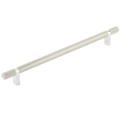 Emtek - Select Bar Cabinet Pull 10 Inch C-C, Rectangular Bar Stem, Knurled Bar