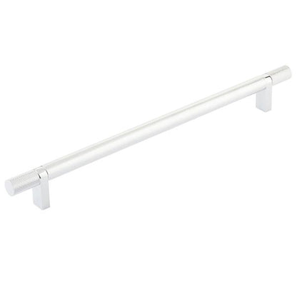 Emtek - Select Bar Cabinet Pull 10 Inch C-C, Rectangular Bar Stem, Knurled Bar