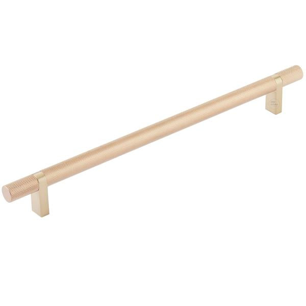 Emtek - Select Bar Cabinet Pull 10 Inch C-C, Rectangular Bar Stem, Knurled Bar