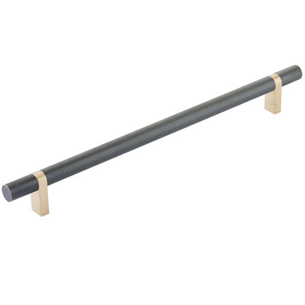 Emtek - Select Bar Cabinet Pull 10 Inch C-C, Rectangular Bar Stem, Knurled Bar