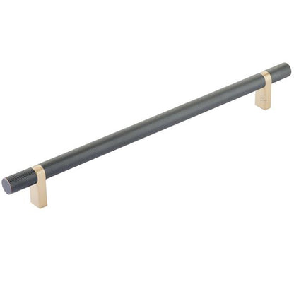 Emtek - Select Bar Cabinet Pull 10 Inch C-C, Rectangular Bar Stem, Knurled Bar