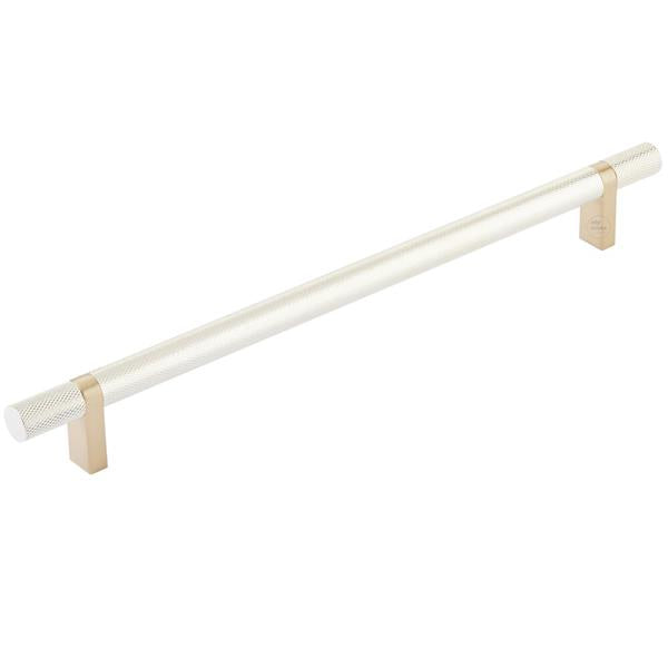 Emtek - Select Bar Cabinet Pull 10 Inch C-C, Rectangular Bar Stem, Knurled Bar