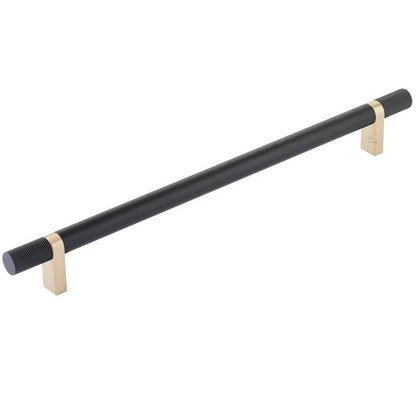 Emtek - Select Bar Cabinet Pull 10 Inch C-C, Rectangular Bar Stem, Knurled Bar