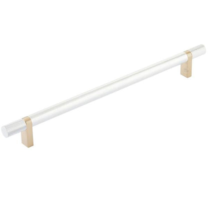 Emtek - Select Bar Cabinet Pull 10 Inch C-C, Rectangular Bar Stem, Knurled Bar