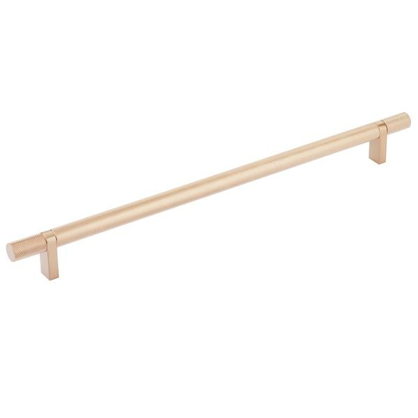 Emtek - Select Bar Cabinet Pull 12 Inch C-C, Rectangular Bar Stem, Knurled Bar