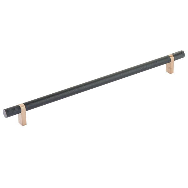 Emtek - Select Bar Cabinet Pull 12 Inch C-C, Rectangular Bar Stem, Knurled Bar