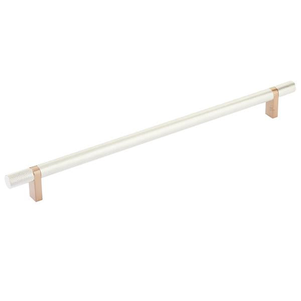 Emtek - Select Bar Cabinet Pull 12 Inch C-C, Rectangular Bar Stem, Knurled Bar