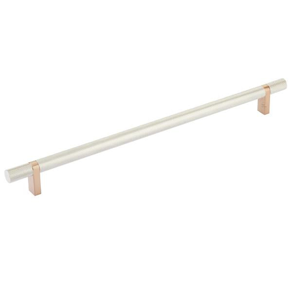 Emtek - Select Bar Cabinet Pull 12 Inch C-C, Rectangular Bar Stem, Knurled Bar