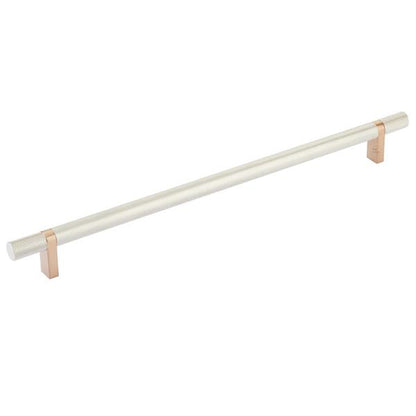 Emtek - Select Bar Cabinet Pull 12 Inch C-C, Rectangular Bar Stem, Knurled Bar