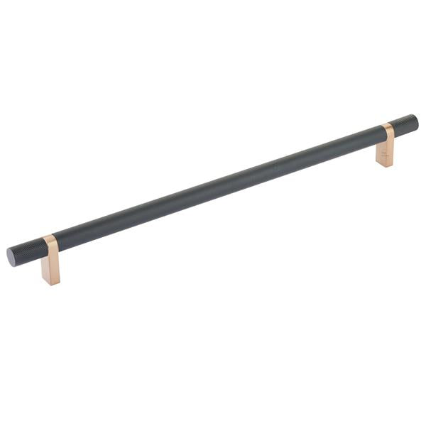 Emtek - Select Bar Cabinet Pull 12 Inch C-C, Rectangular Bar Stem, Knurled Bar