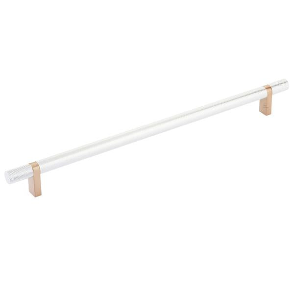 Emtek - Select Bar Cabinet Pull 12 Inch C-C, Rectangular Bar Stem, Knurled Bar