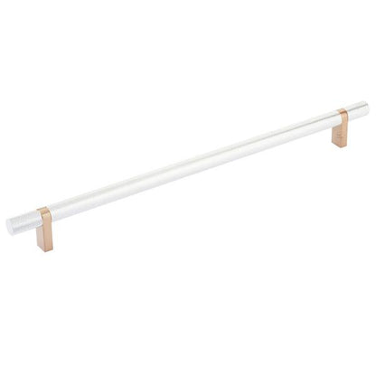 Emtek - Select Bar Cabinet Pull 12 Inch C-C, Rectangular Bar Stem, Knurled Bar
