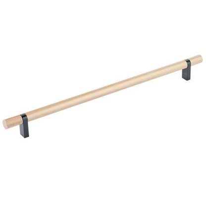 Emtek - Select Bar Cabinet Pull 12 Inch C-C, Rectangular Bar Stem, Knurled Bar