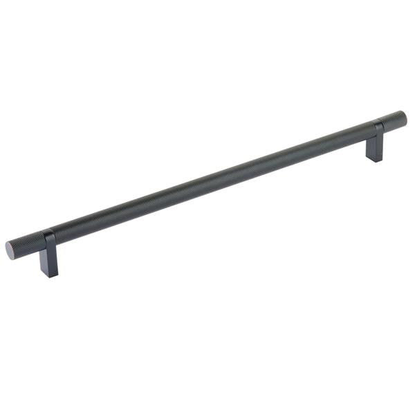 Emtek - Select Bar Cabinet Pull 12 Inch C-C, Rectangular Bar Stem, Knurled Bar