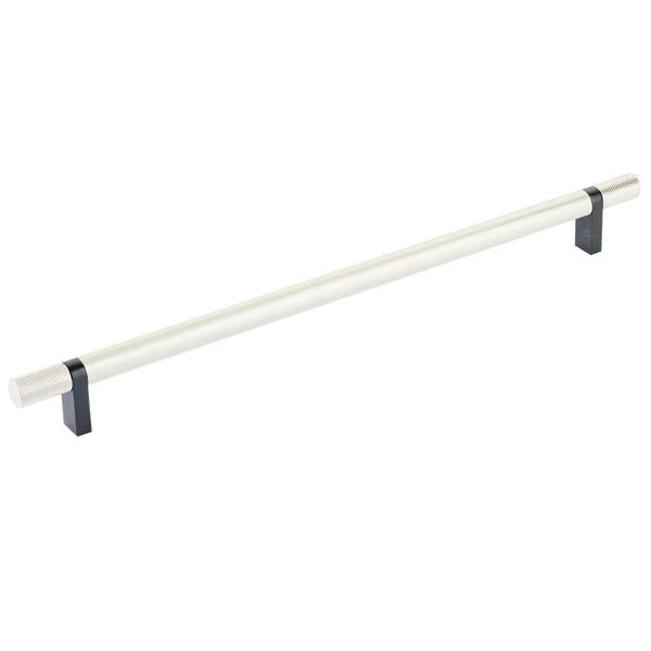 Emtek - Select Bar Cabinet Pull 12 Inch C-C, Rectangular Bar Stem, Knurled Bar