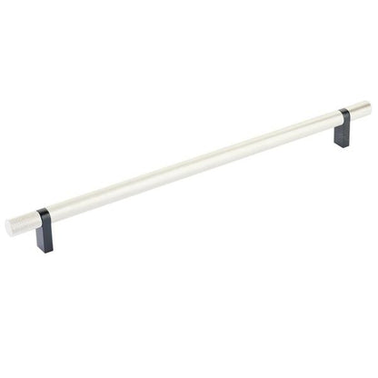 Emtek - Select Bar Cabinet Pull 12 Inch C-C, Rectangular Bar Stem, Knurled Bar