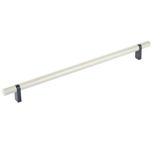 Emtek - Select Bar Cabinet Pull 12 Inch C-C, Rectangular Bar Stem, Knurled Bar