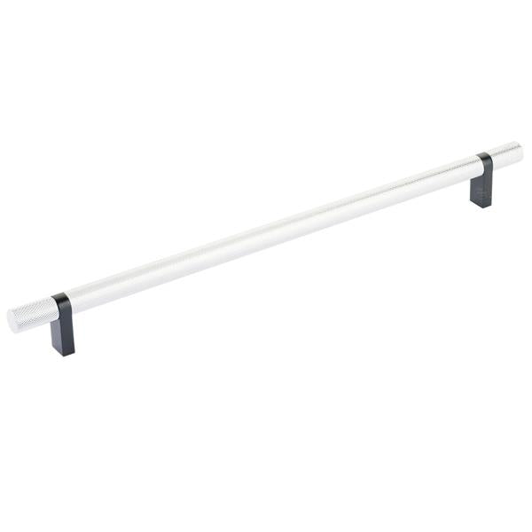Emtek - Select Bar Cabinet Pull 12 Inch C-C, Rectangular Bar Stem, Knurled Bar