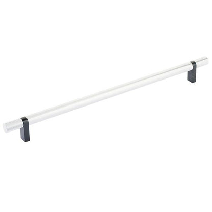 Emtek - Select Bar Cabinet Pull 12 Inch C-C, Rectangular Bar Stem, Knurled Bar