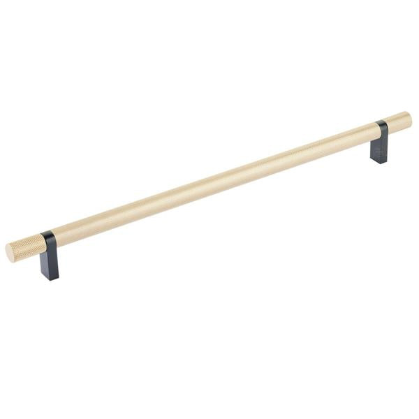 Emtek - Select Bar Cabinet Pull 12 Inch C-C, Rectangular Bar Stem, Knurled Bar