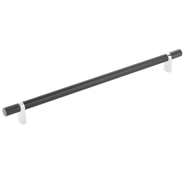 Emtek - Select Bar Cabinet Pull 12 Inch C-C, Rectangular Bar Stem, Knurled Bar