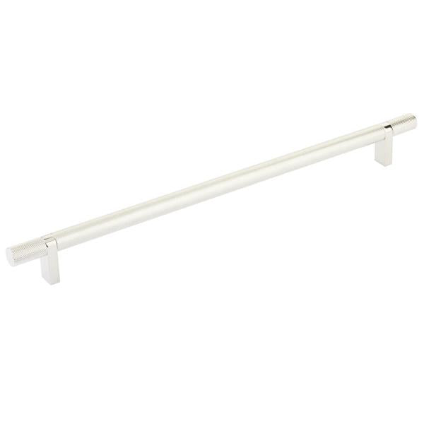 Emtek - Select Bar Cabinet Pull 12 Inch C-C, Rectangular Bar Stem, Knurled Bar