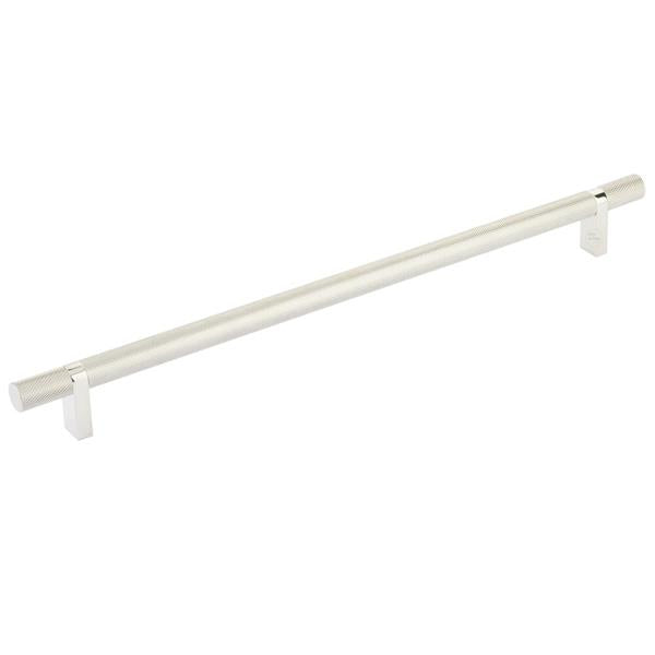 Emtek - Select Bar Cabinet Pull 12 Inch C-C, Rectangular Bar Stem, Knurled Bar