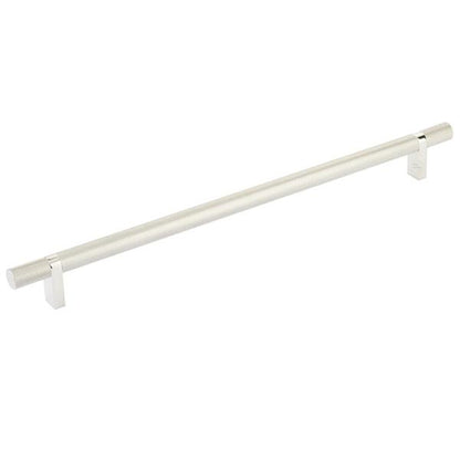 Emtek - Select Bar Cabinet Pull 12 Inch C-C, Rectangular Bar Stem, Knurled Bar