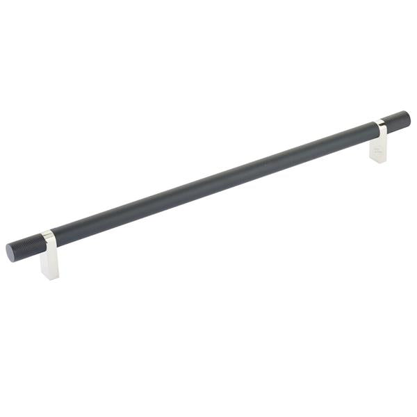 Emtek - Select Bar Cabinet Pull 12 Inch C-C, Rectangular Bar Stem, Knurled Bar