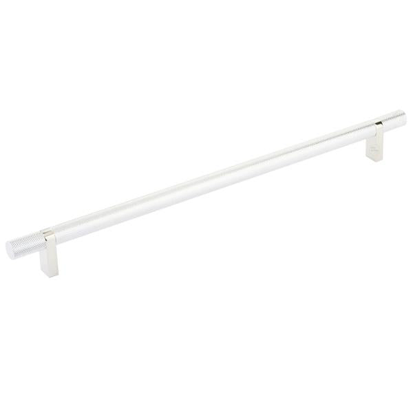 Emtek - Select Bar Cabinet Pull 12 Inch C-C, Rectangular Bar Stem, Knurled Bar
