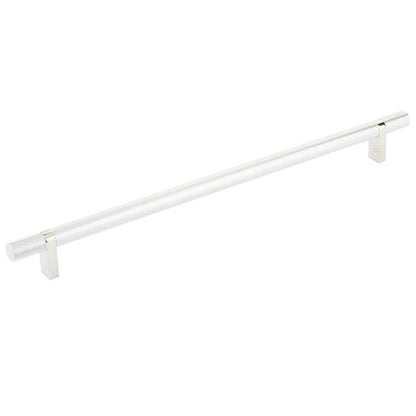 Emtek - Select Bar Cabinet Pull 12 Inch C-C, Rectangular Bar Stem, Knurled Bar
