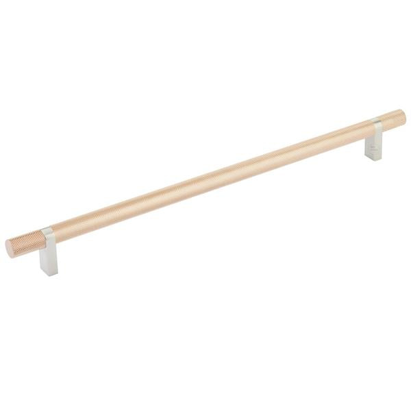 Emtek - Select Bar Cabinet Pull 12 Inch C-C, Rectangular Bar Stem, Knurled Bar