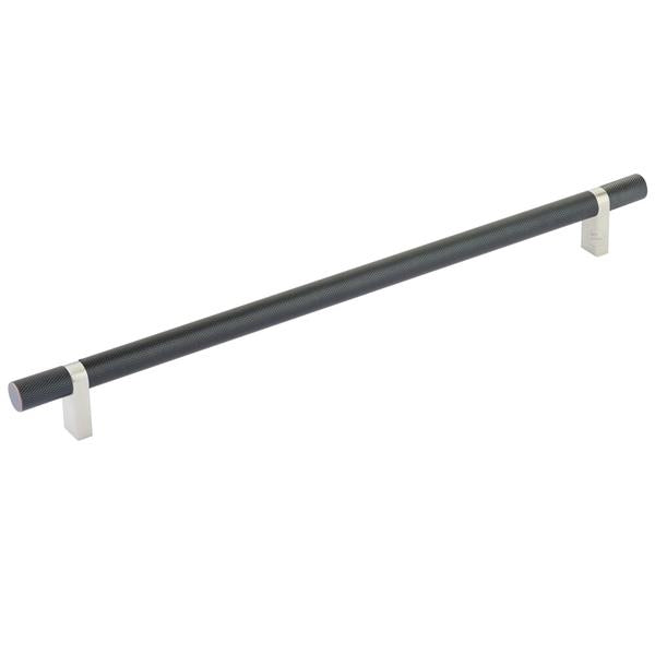 Emtek - Select Bar Cabinet Pull 12 Inch C-C, Rectangular Bar Stem, Knurled Bar