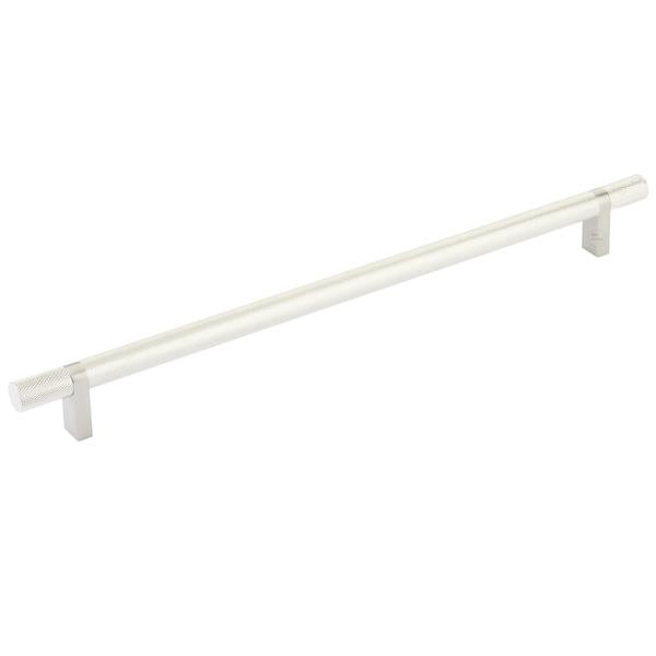 Emtek - Select Bar Cabinet Pull 12 Inch C-C, Rectangular Bar Stem, Knurled Bar