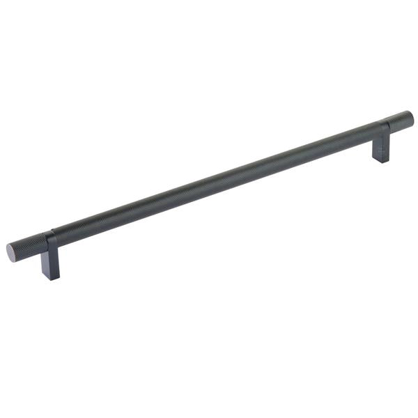 Emtek - Select Bar Cabinet Pull 12 Inch C-C, Rectangular Bar Stem, Knurled Bar