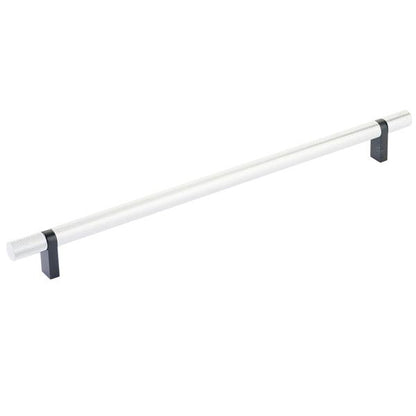 Emtek - Select Bar Cabinet Pull 12 Inch C-C, Rectangular Bar Stem, Knurled Bar