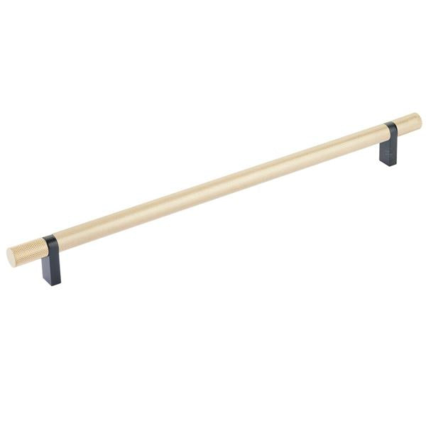Emtek - Select Bar Cabinet Pull 12 Inch C-C, Rectangular Bar Stem, Knurled Bar