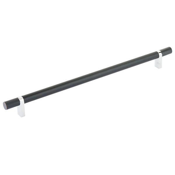 Emtek - Select Bar Cabinet Pull 12 Inch C-C, Rectangular Bar Stem, Knurled Bar