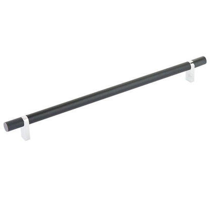 Emtek - Select Bar Cabinet Pull 12 Inch C-C, Rectangular Bar Stem, Knurled Bar