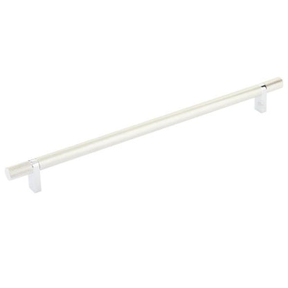 Emtek - Select Bar Cabinet Pull 12 Inch C-C, Rectangular Bar Stem, Knurled Bar