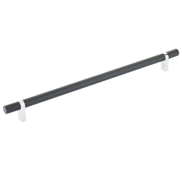 Emtek - Select Bar Cabinet Pull 12 Inch C-C, Rectangular Bar Stem, Knurled Bar
