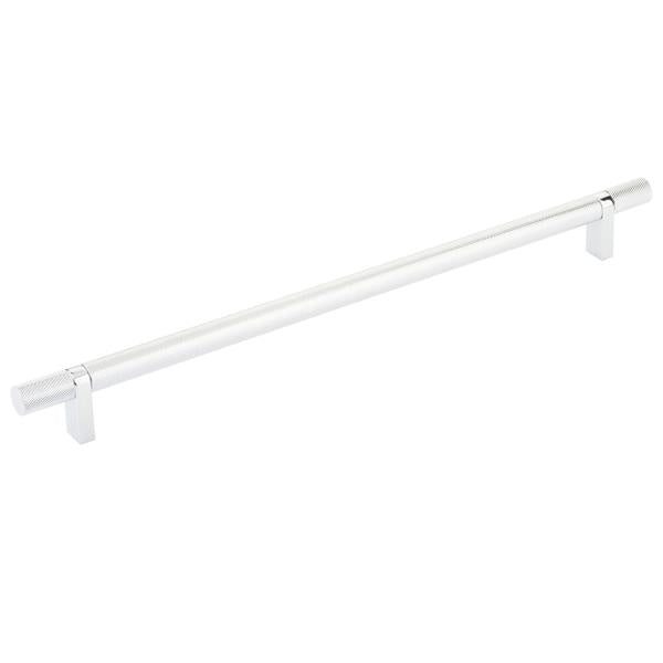 Emtek - Select Bar Cabinet Pull 12 Inch C-C, Rectangular Bar Stem, Knurled Bar