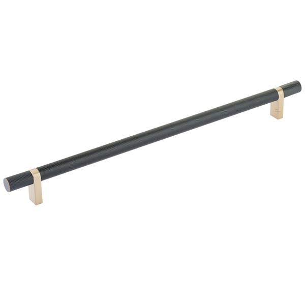 Emtek - Select Bar Cabinet Pull 12 Inch C-C, Rectangular Bar Stem, Knurled Bar
