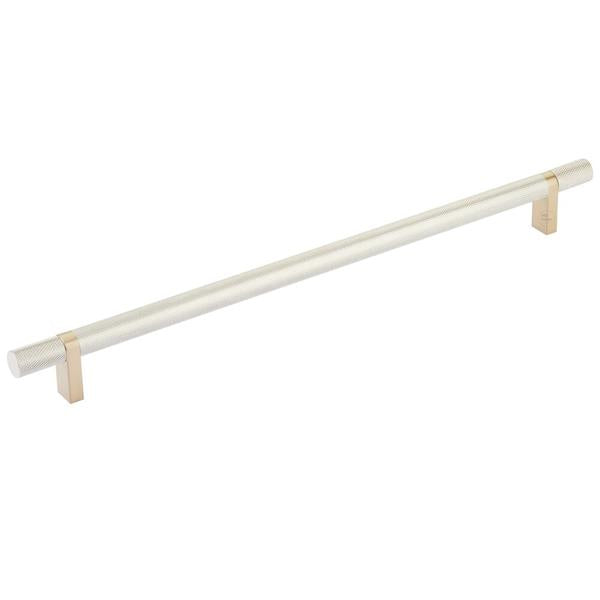 Emtek - Select Bar Cabinet Pull 12 Inch C-C, Rectangular Bar Stem, Knurled Bar