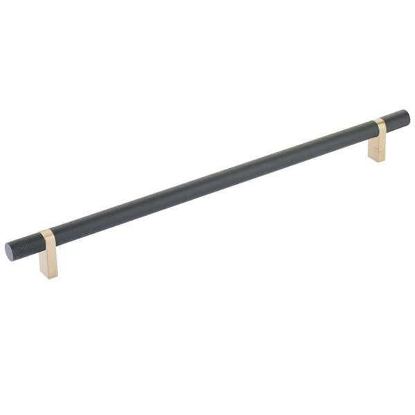 Emtek - Select Bar Cabinet Pull 12 Inch C-C, Rectangular Bar Stem, Knurled Bar