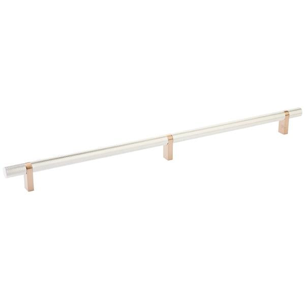 Emtek - Select Bar Cabinet Pull 16 Inch C-C, Rectangular Bar Stem, Knurled Bar