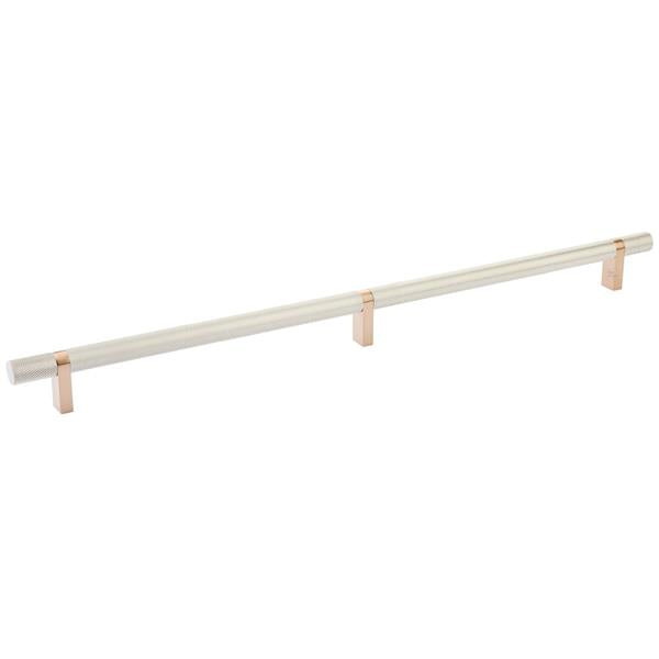Emtek - Select Bar Cabinet Pull 16 Inch C-C, Rectangular Bar Stem, Knurled Bar